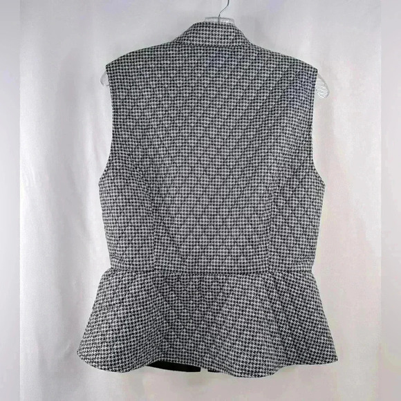 NWT WHBM Quilted Vest Peplum Color Digi Houndstooth Black/white SIZE M - Picture 2 of 11